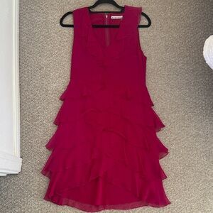 Alice + Olivia Layered Ruffle Mini Dress in Deep Pink